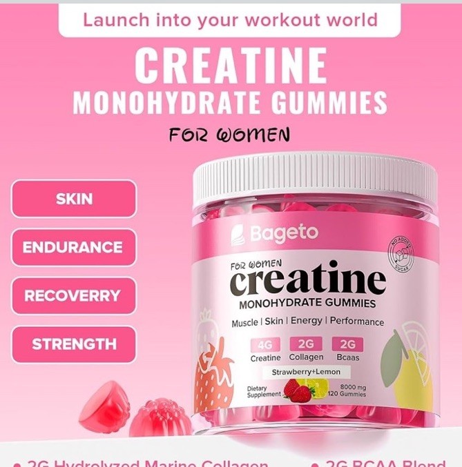 Creatine Monohydrate Gummies for Women – Strawberry & Lemon New Sealed 120ct