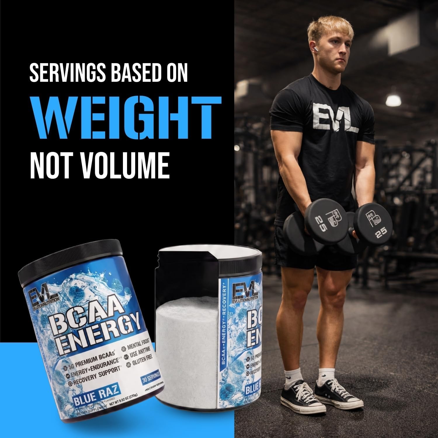 EVL BCAAs Amino Acids Powder – BCAA Energy Pre Workout Powder for Muscle Recover