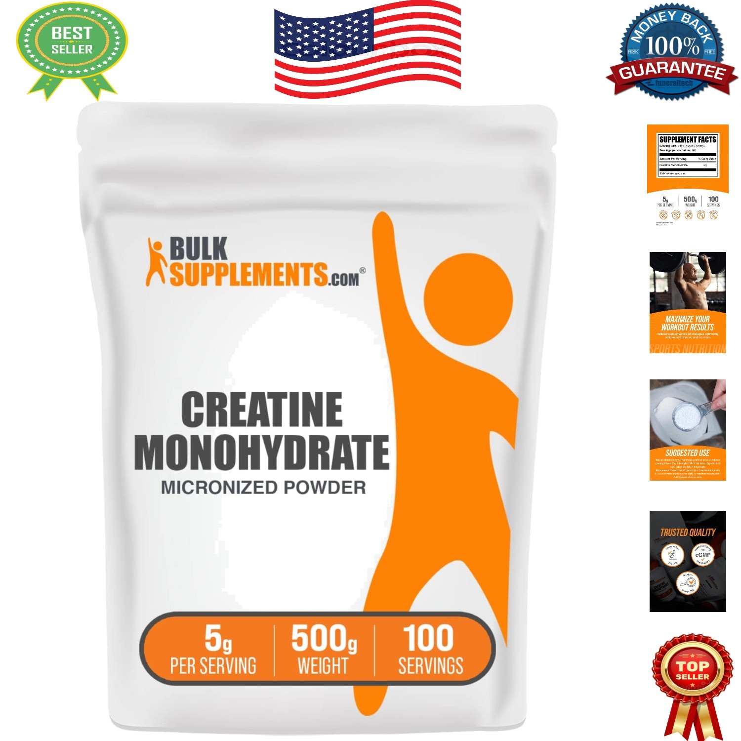Unflavored Creatine Monohydrate – 500g Pure Powder for Muscle Growth & Recovery