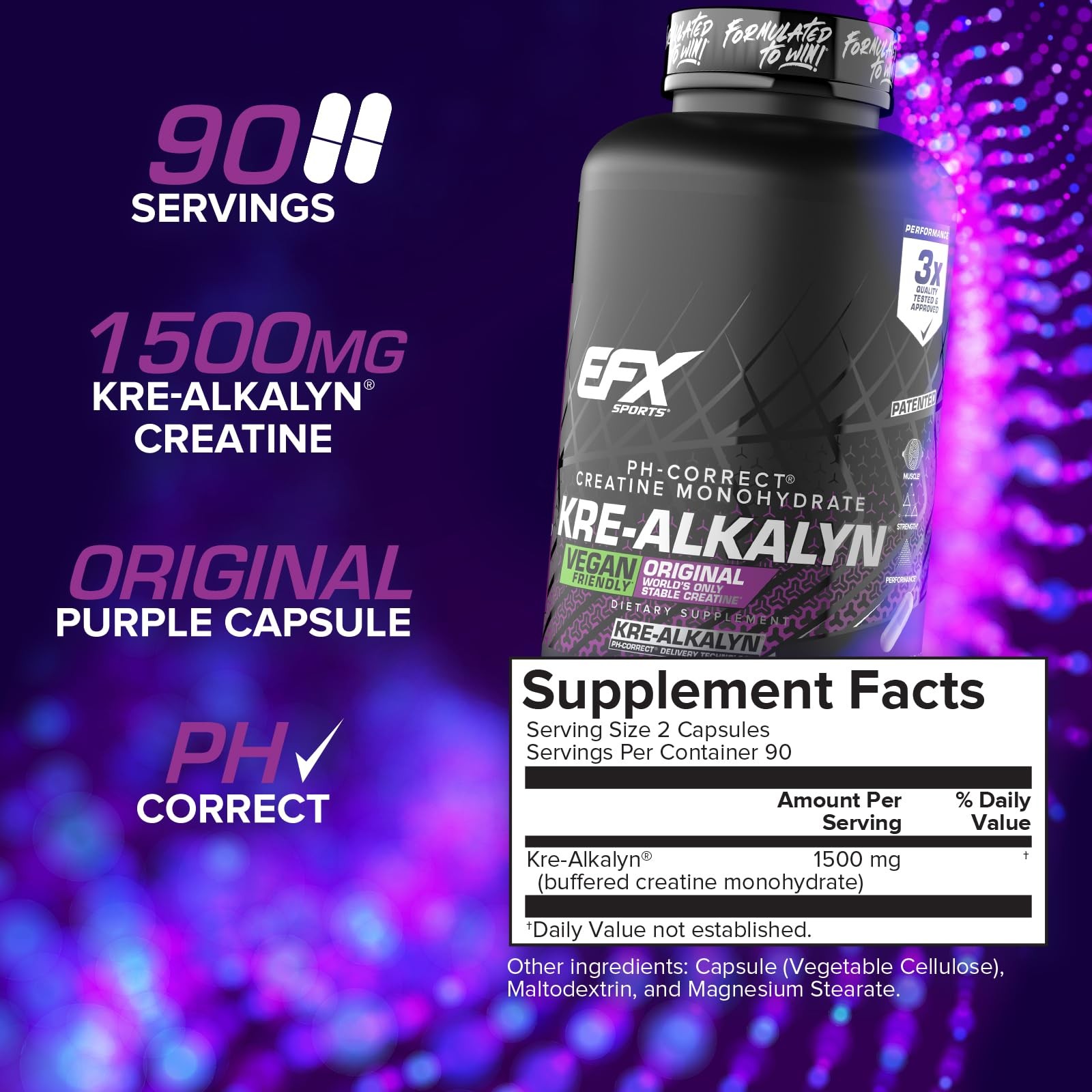 Kre-Alkalyn EFX | pH Correct Creatine Monohydrate Pill Supplement | Vegan Fri…