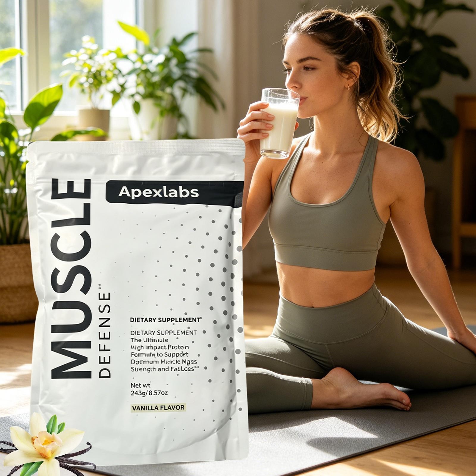 Apex Labs Muscle Defense Dietary Supplement, Vanilla -243g