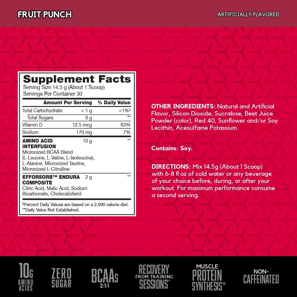 Amino X Muscle Recovery & Endurance Powder, Bcaas, 10 Grams of Amino Acids, Keto