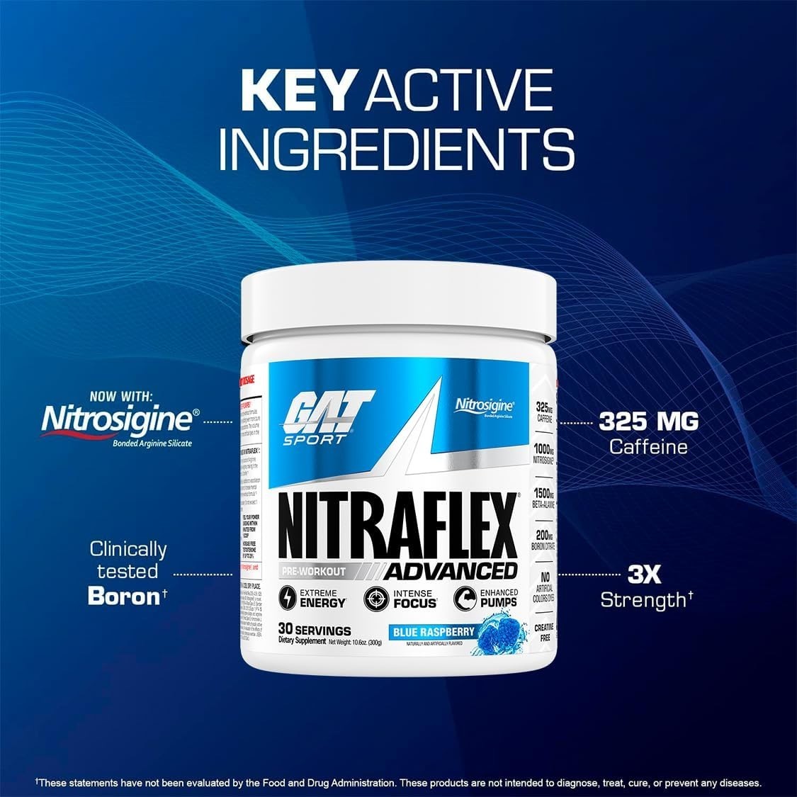 Nitraflex Blue Raspberry Pre-Workout – Boosts Energy & Performance, 30 Servings