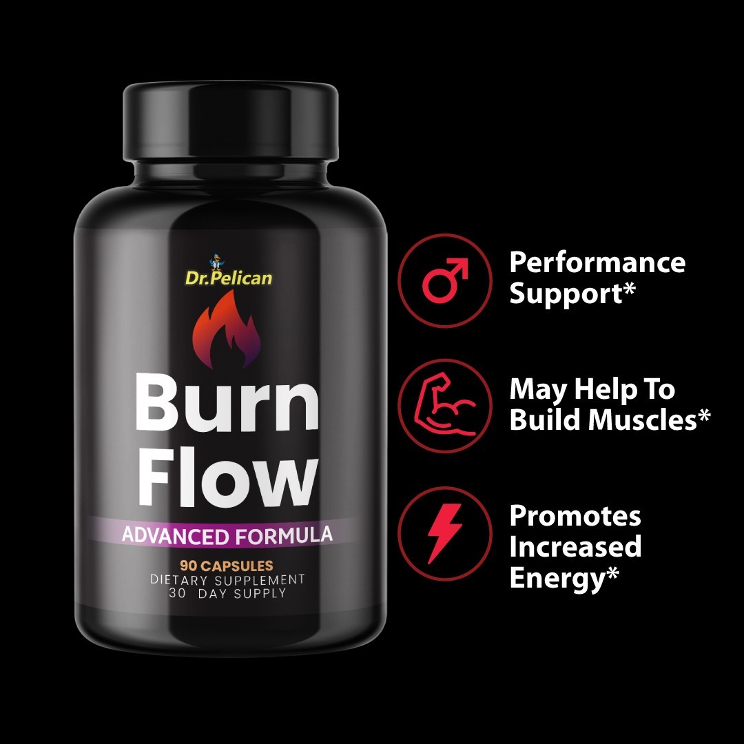 Burn Flow- Bodybuilding & Men’s Health Support- 3 Bottles- 270 Capsules
