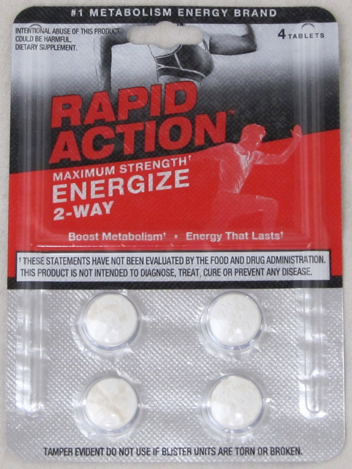 Rapid Action Energize 2 Way Lasting Energy Boost Metabolism 24 Packs 96 Pills