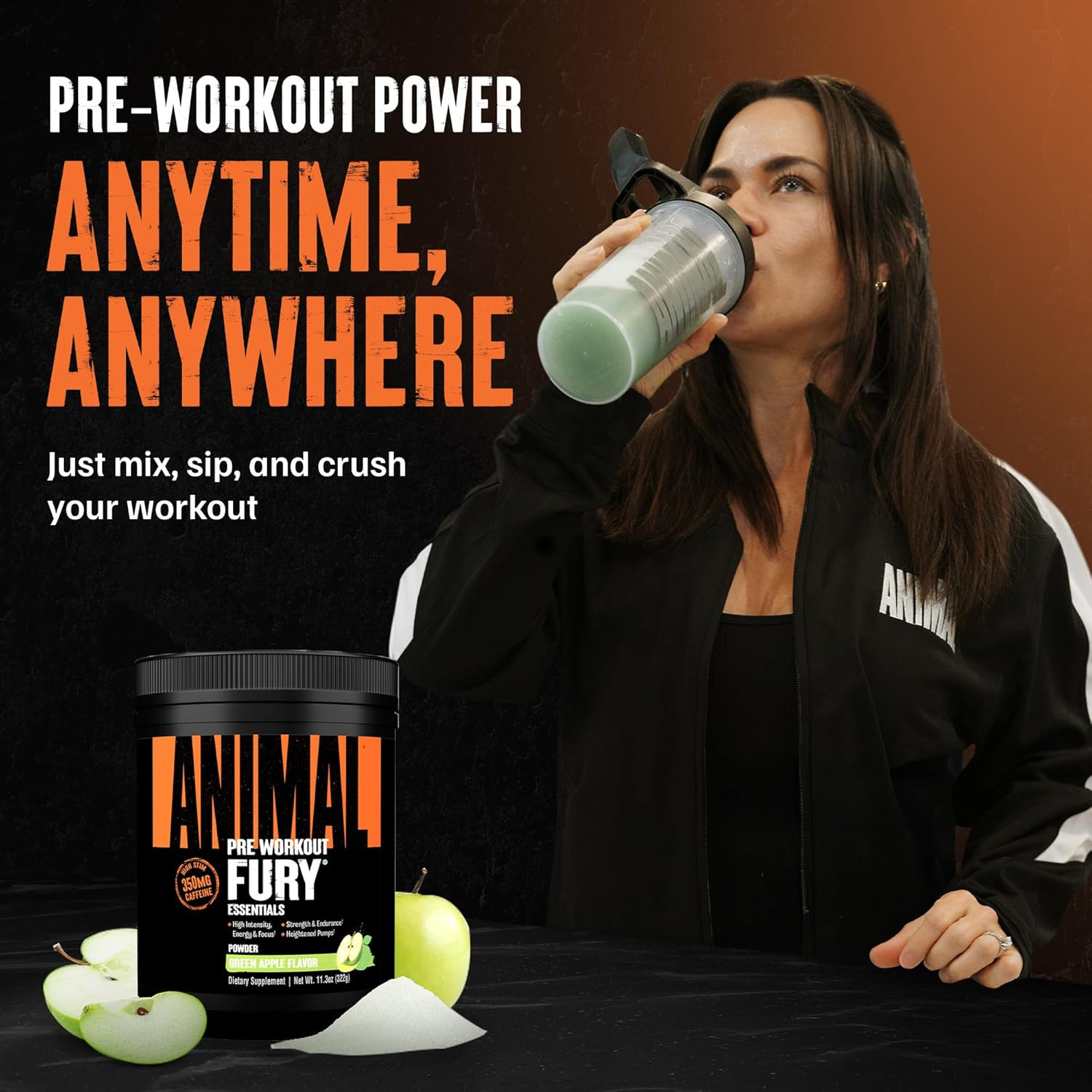 Fury Pre Workout Powder – Green Apple, 350Mg Caffeine, BCAA Amino Acids, 2G Beta