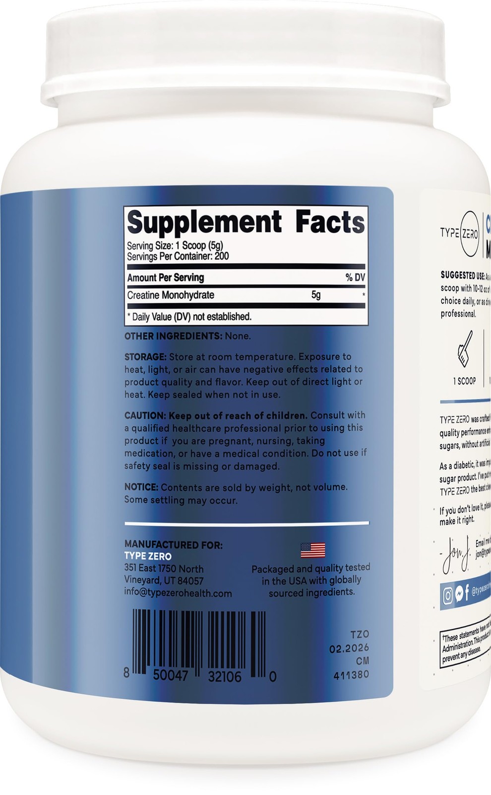 Creatine Monohydrate (Unflavored) 1 KG, 5000mg (5g) Per Serving, Micronized, …