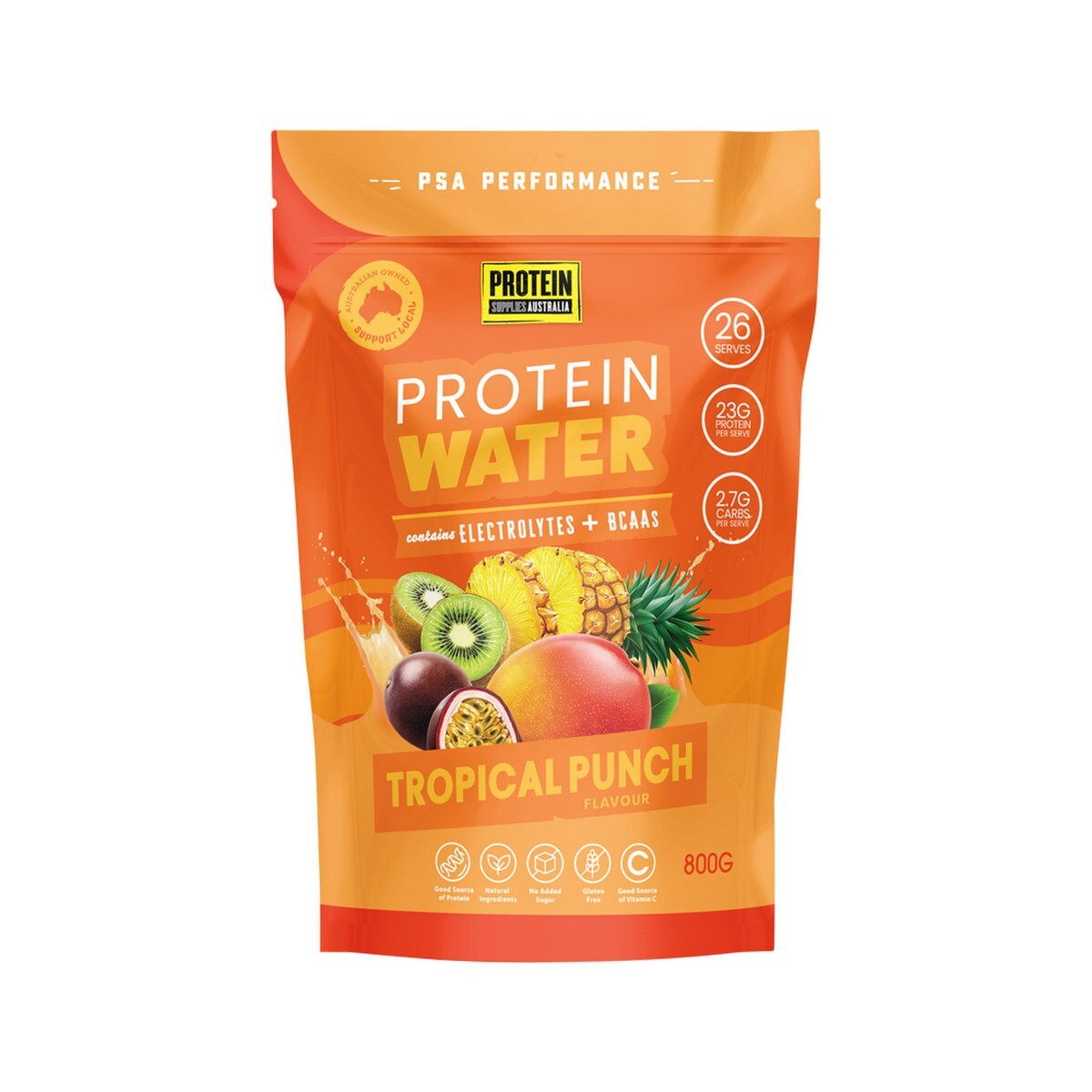 Protein Supplies Australia Protein Water Tropical Punch 800g Electrolytes BCAAs
