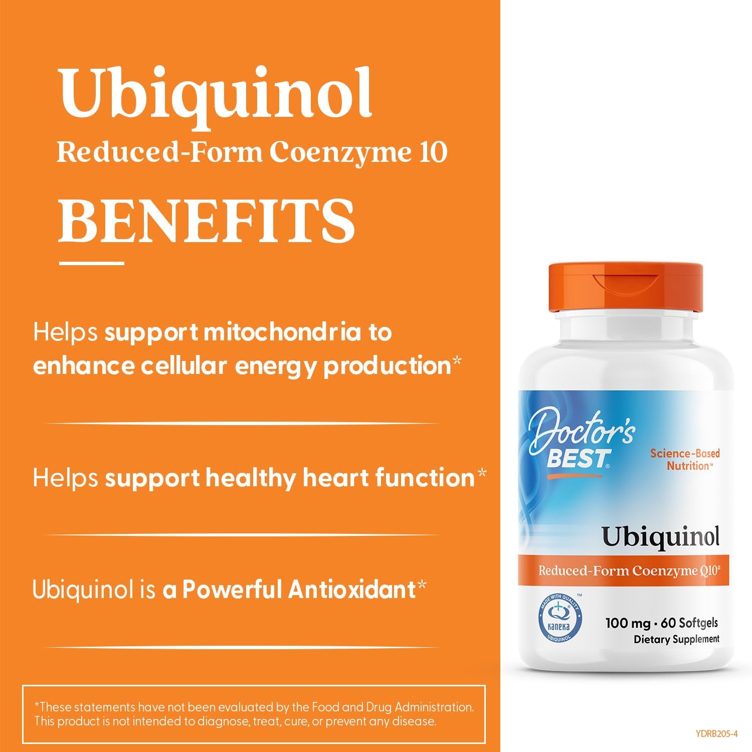 Doctor’s Best Kaneka Ubiquinol 100 mg 60 Count (Pack of 1), No Color