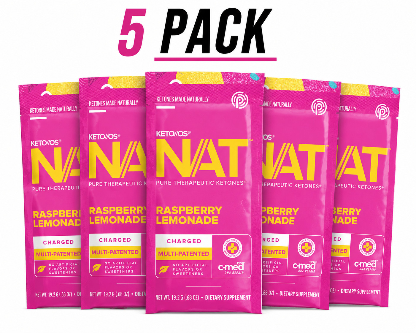 Pruvit Raspberry Lemonade 5 pack Keto OS NAT Ketones Charged Expires 9/30/27