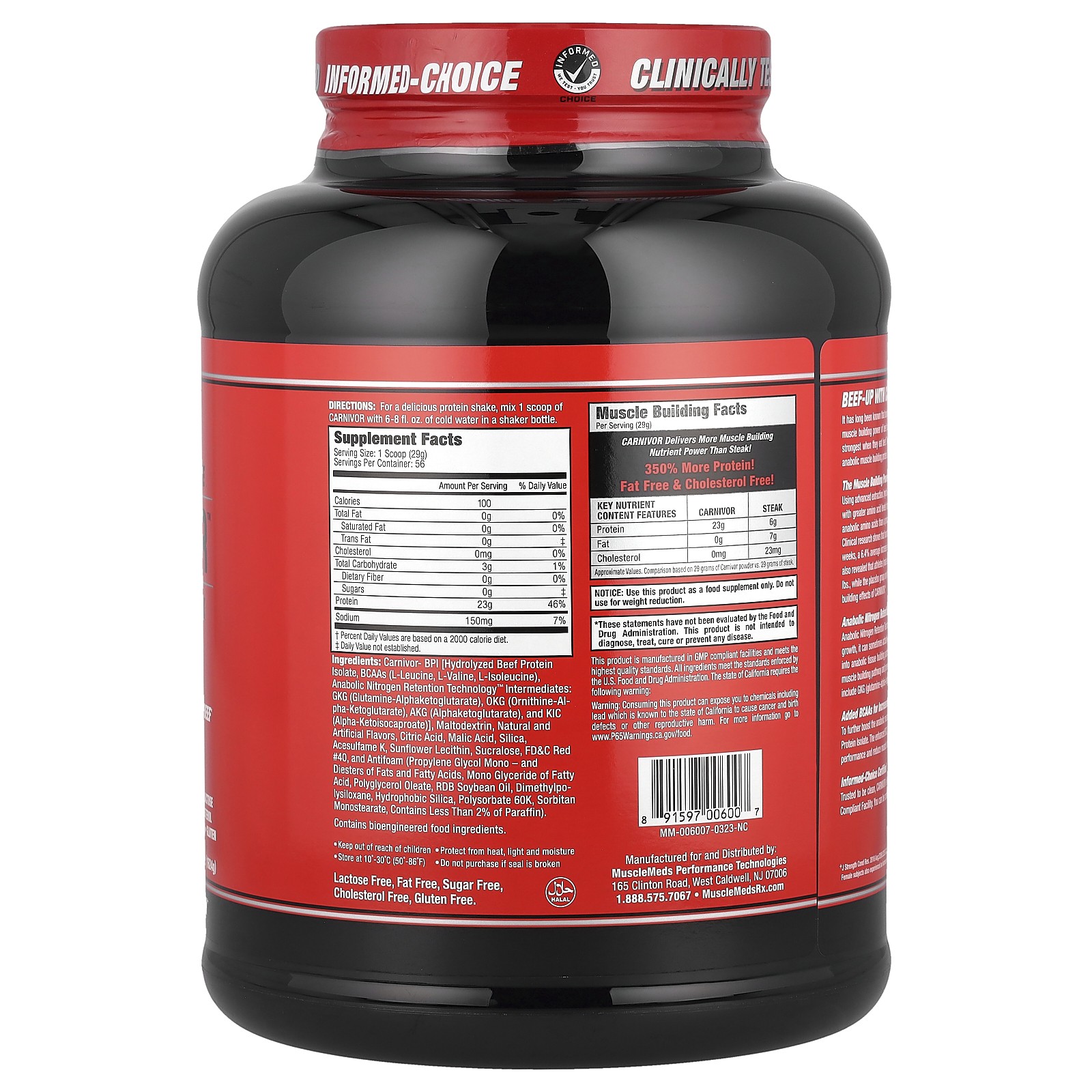 Carnivor, Bioengineered Beef Protein Isolate, Rocket Pop, 3.58 lbs (1,624 g)