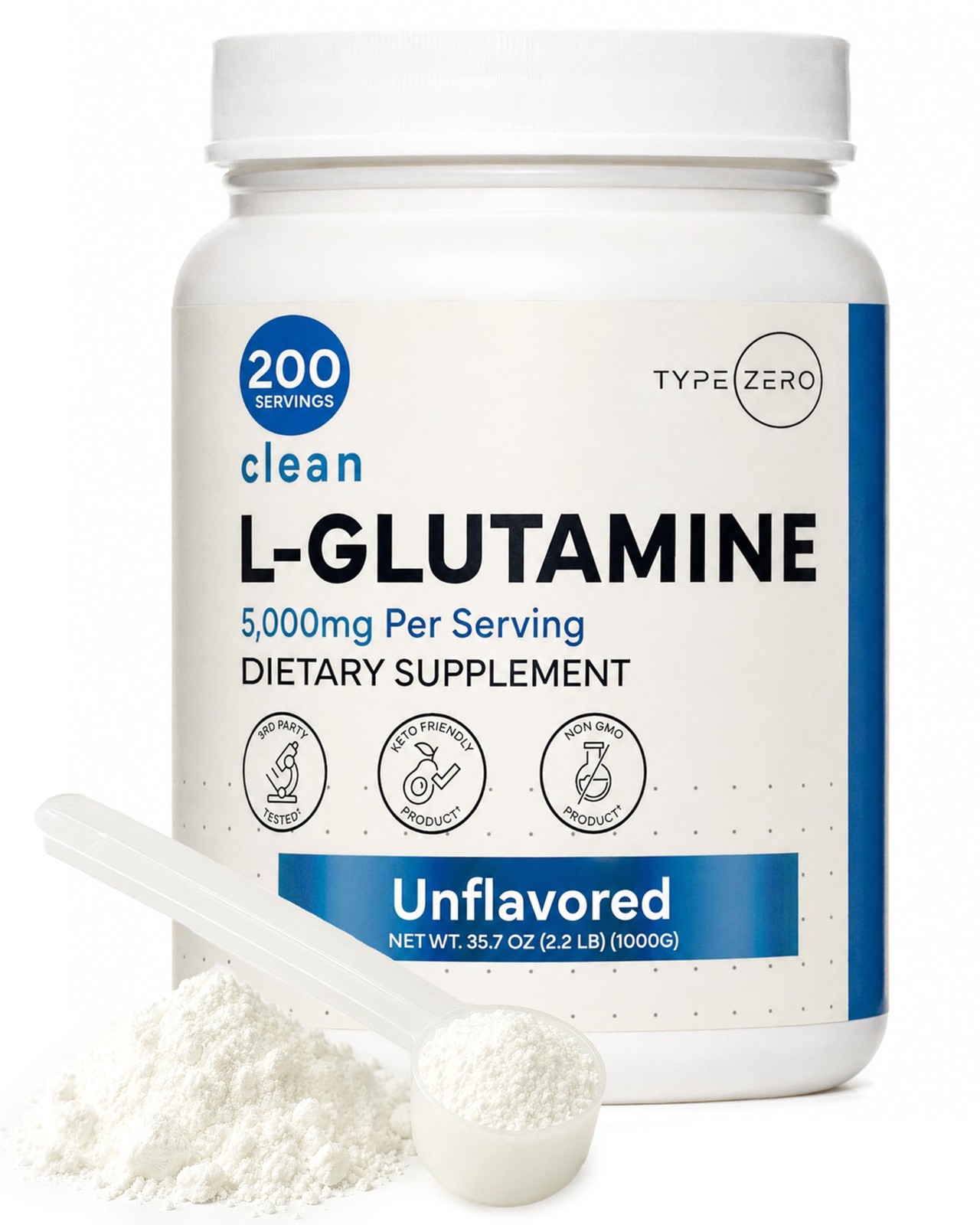 5X Strength L Glutamine Powder (5000mg | 1KG) 6-Month Supply Pure L-Glutamine Su