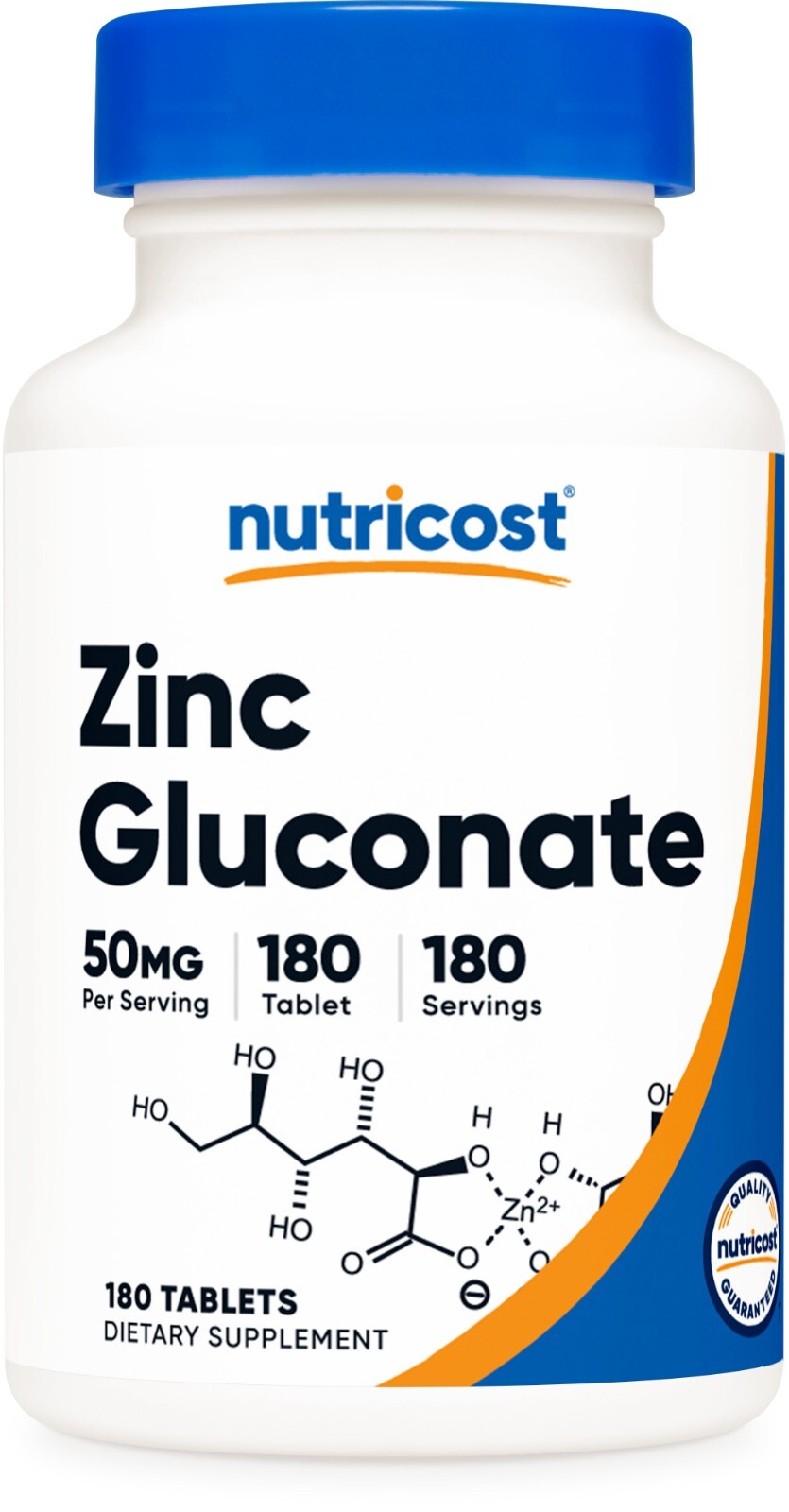 Nutricost Zinc Gluconate 50mg, 180 Tablets – Non GMO
