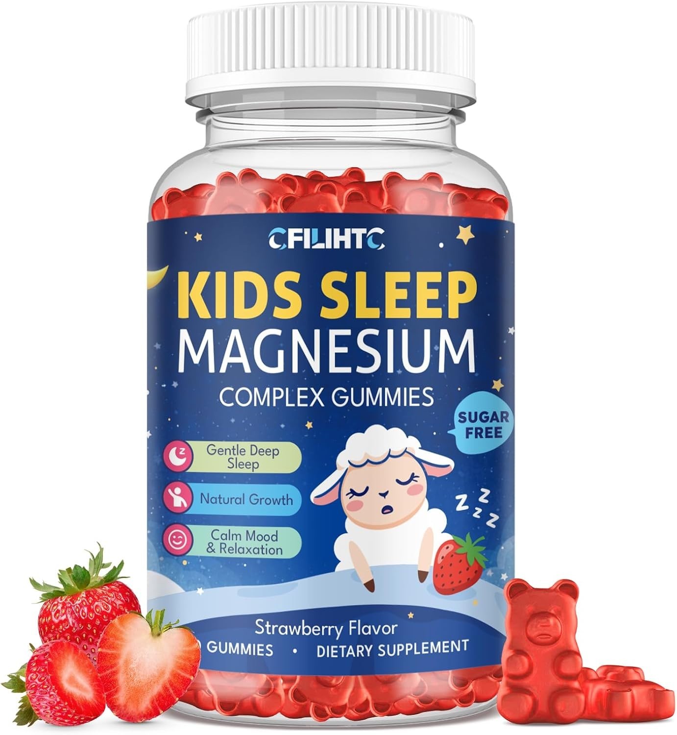 Magnesium Gummies for Kids, Magnesium Glycinate Gummies with Chamomile, Lemon