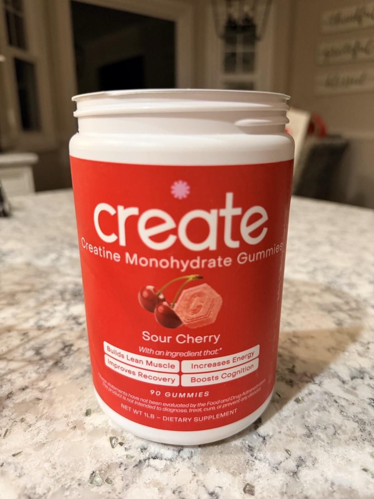 Create Creatine Monohydrate Gummies Sour Cherry Flavor 90 Count