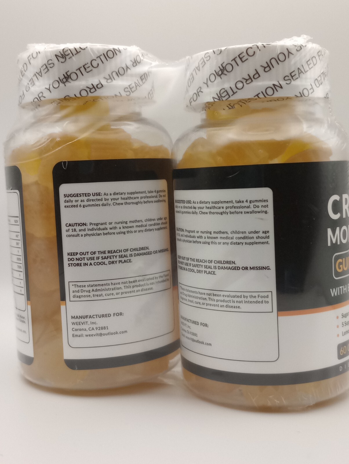 WEEVIT Creatine Monohydrate Gummies 5g, Chewable for Men & Women (2 Pack)
