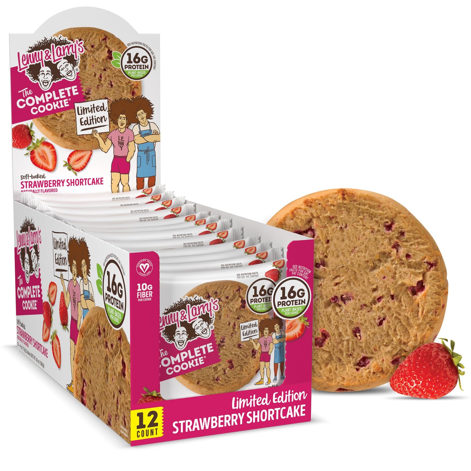 & Protein Cookie Strawberry Protein Snacks 16G Plant Protein 10G