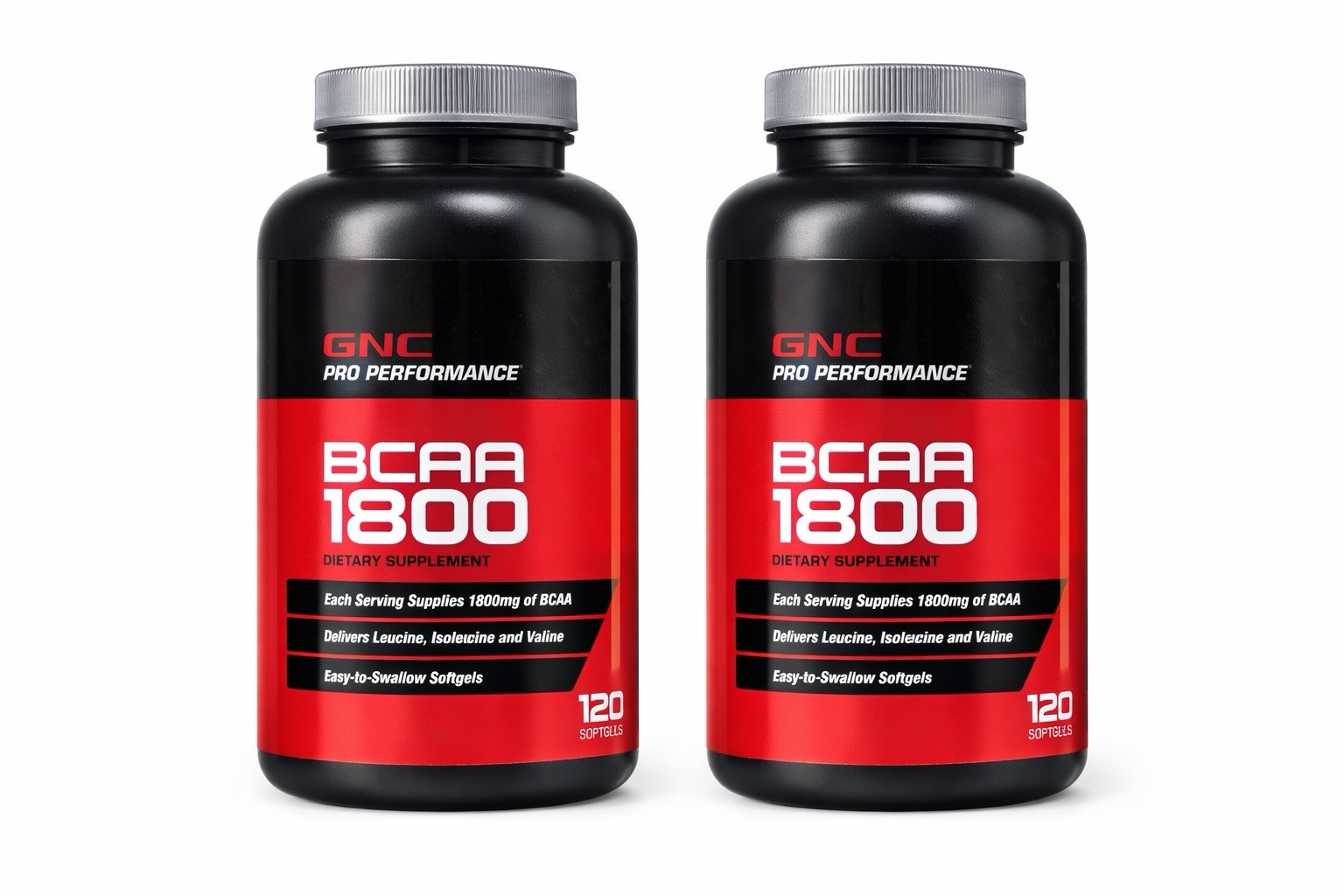 2x GNC Pro Performance BCAA 1800 Dietary Supplement, 240 gels 11/2026