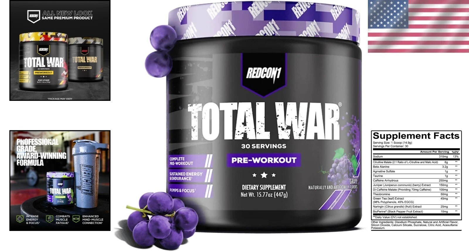 Grape Total War Pre Workout – Performance Booster with Beta Alanine & Citrulline