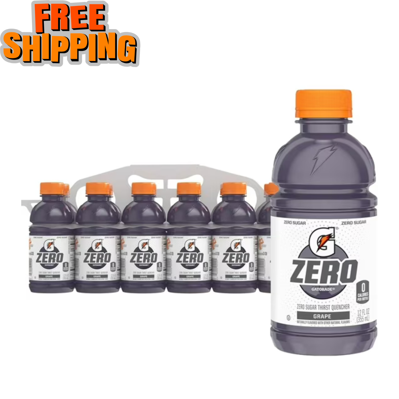 Gatorade Thirst Quencher Zero sugar sports 12 fl oz (Pack of 12)Grape-free ship