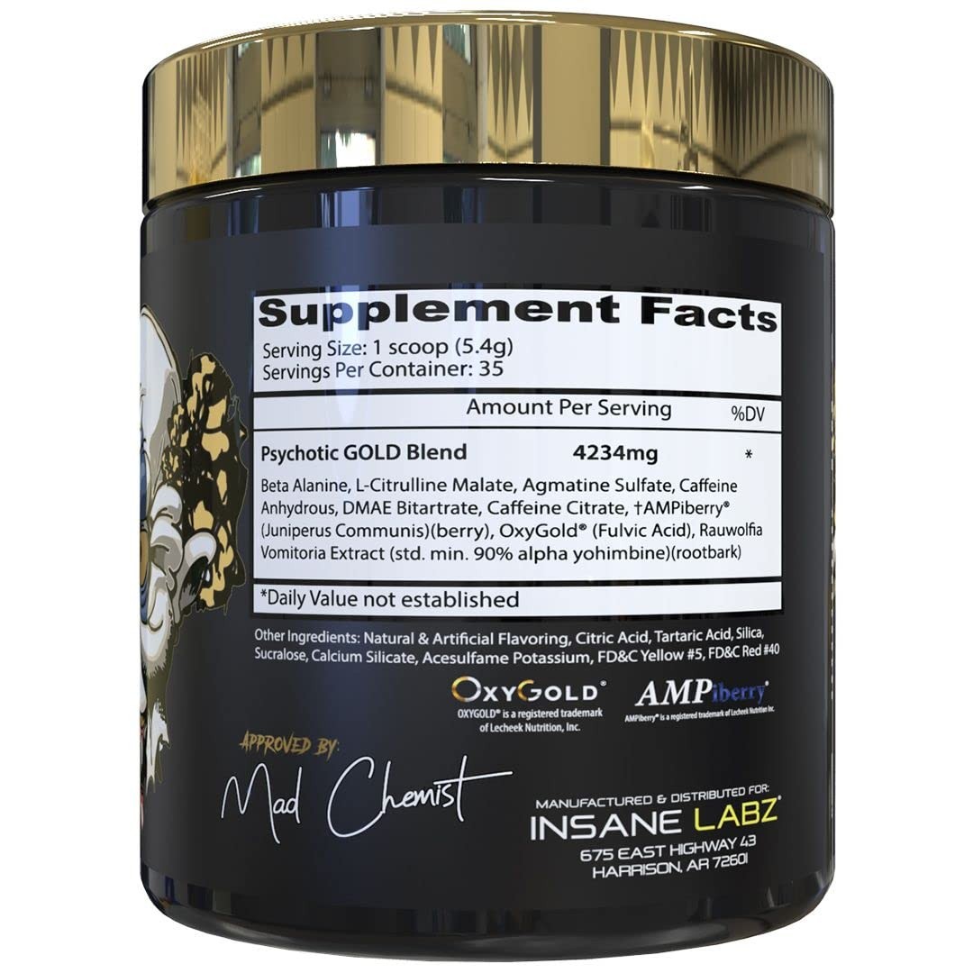 Insane Labz Gold Pre Workout Supplement 35 Servings Orange Energy Focus Pumps