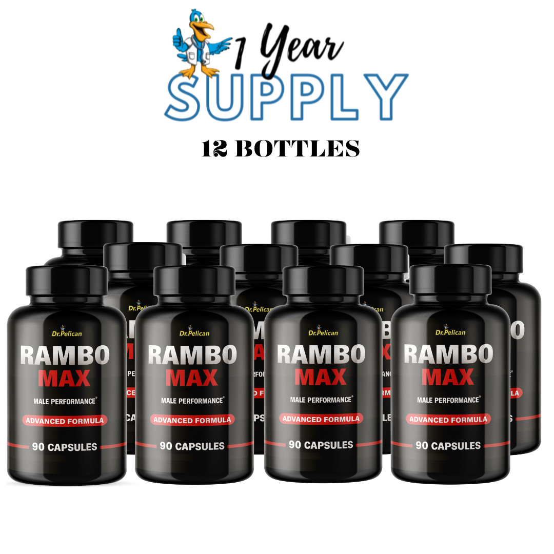 Rambo Max- Bodybuilding & Men’s Health Support- 12 Bottles- 1080 Capsules
