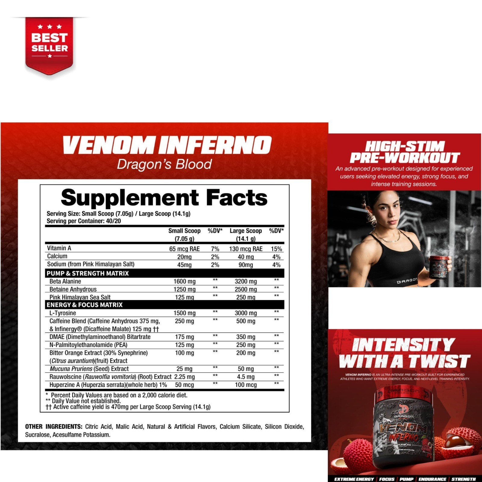 Venom Inferno Pre-Workout Powder – Extreme Energy & Focus – 40 Servings