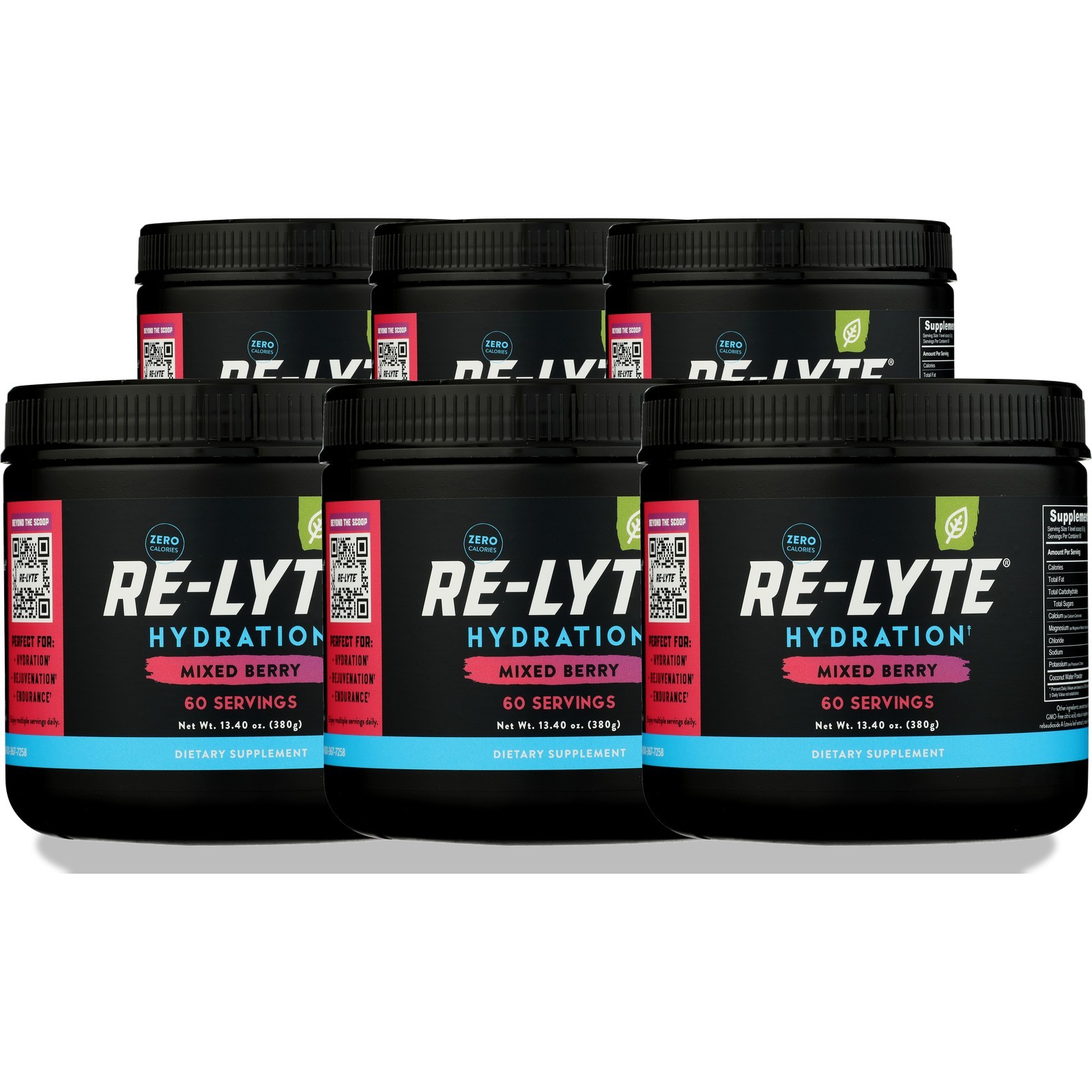 Re-Lyte Mixed Berry Electrolyte Hydration Powder 60 Servings 6 Pack
