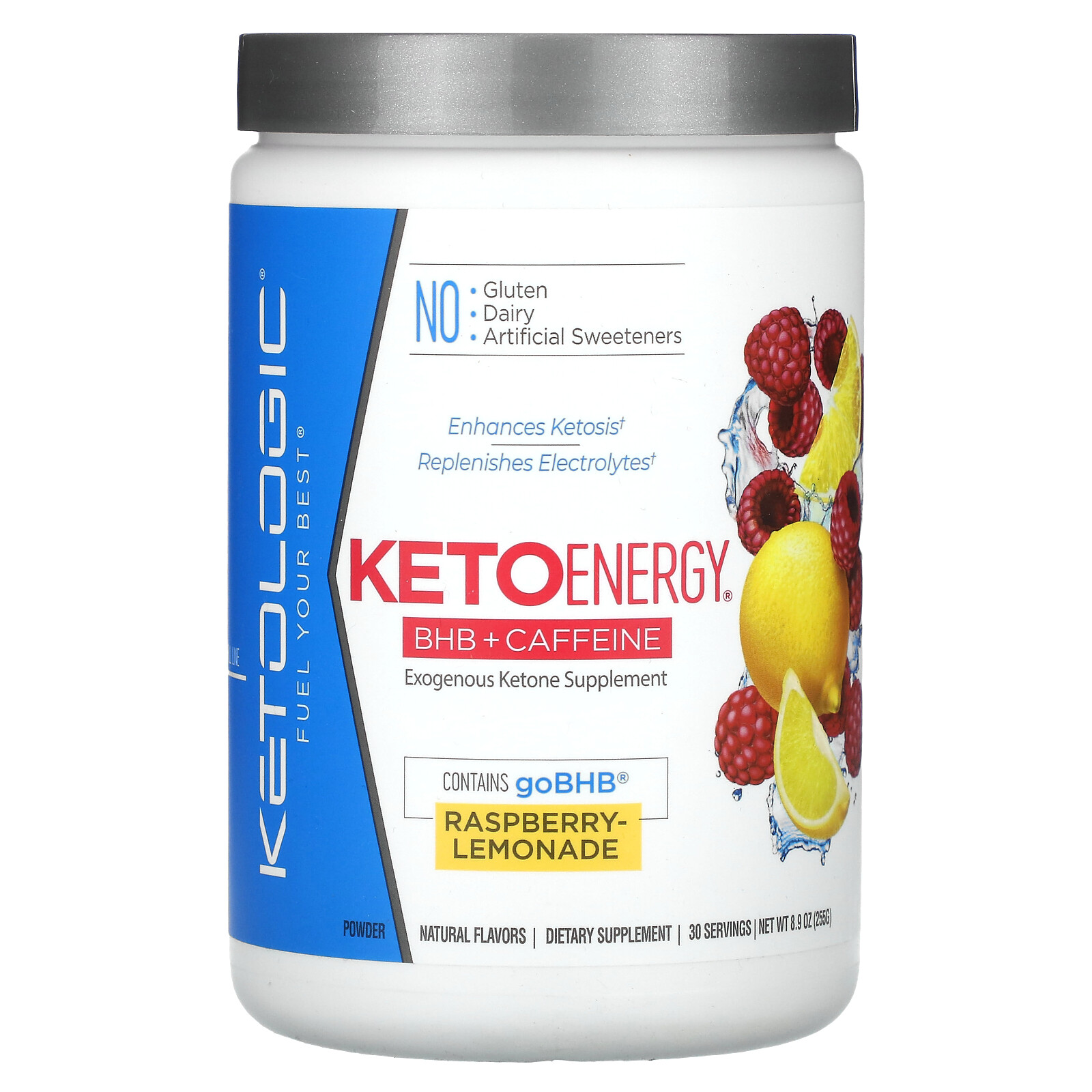 Keto Energy, BHB + Caffeine, Raspberry-Lemonade, 8.9 oz (255 g)