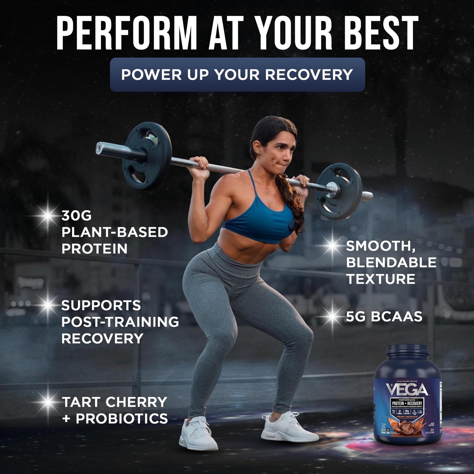 Vega Sport Vegan Protein Powder + Recovery 30g Plant Based Protein per Servi…