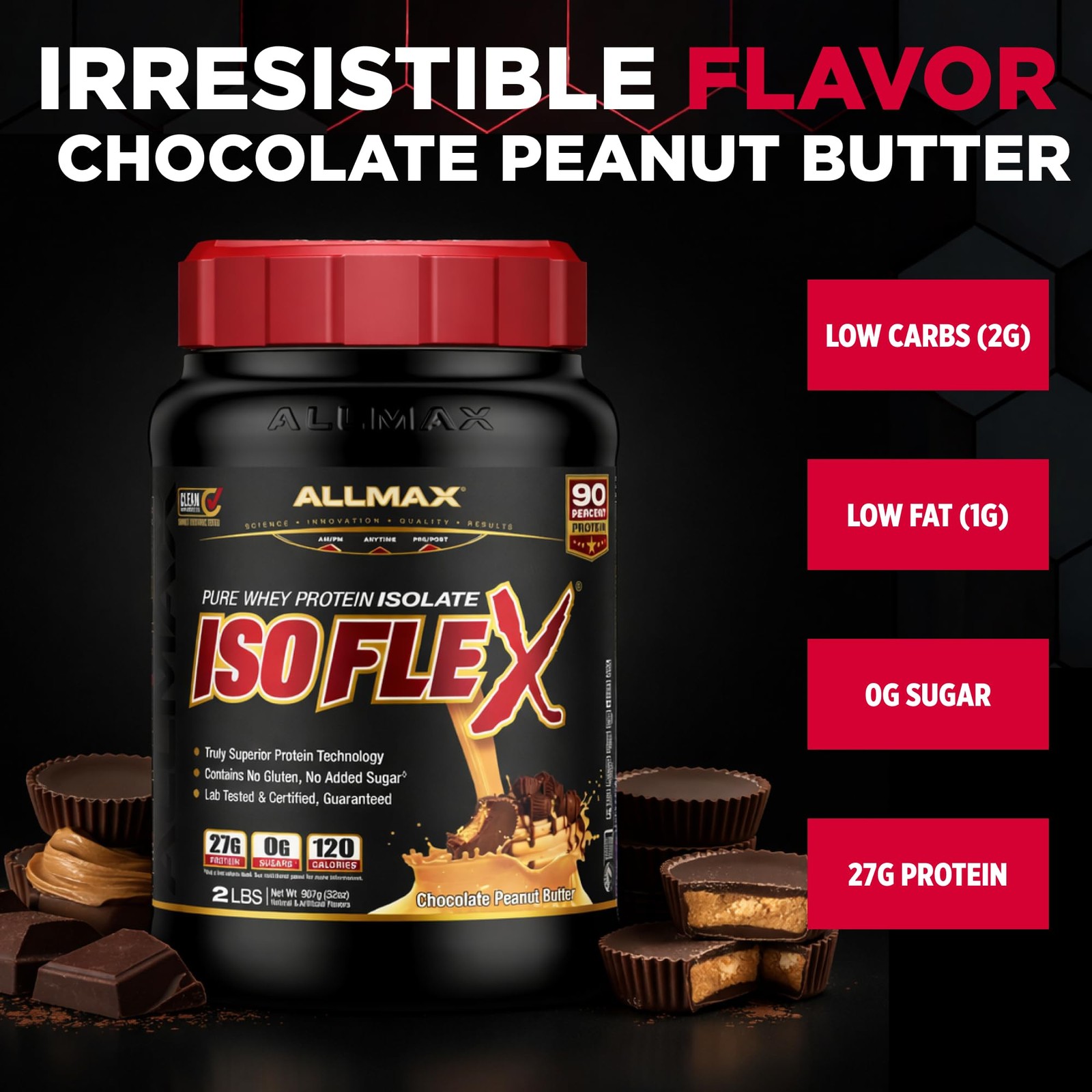 ALLMAX ISOFLEX Pure Whey Isolate Protein Powder – Gluten Free, Low Lactose,