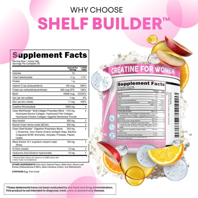Creatine Monohydrate for Women BCAA Collagen Biotin Skin Hair Support