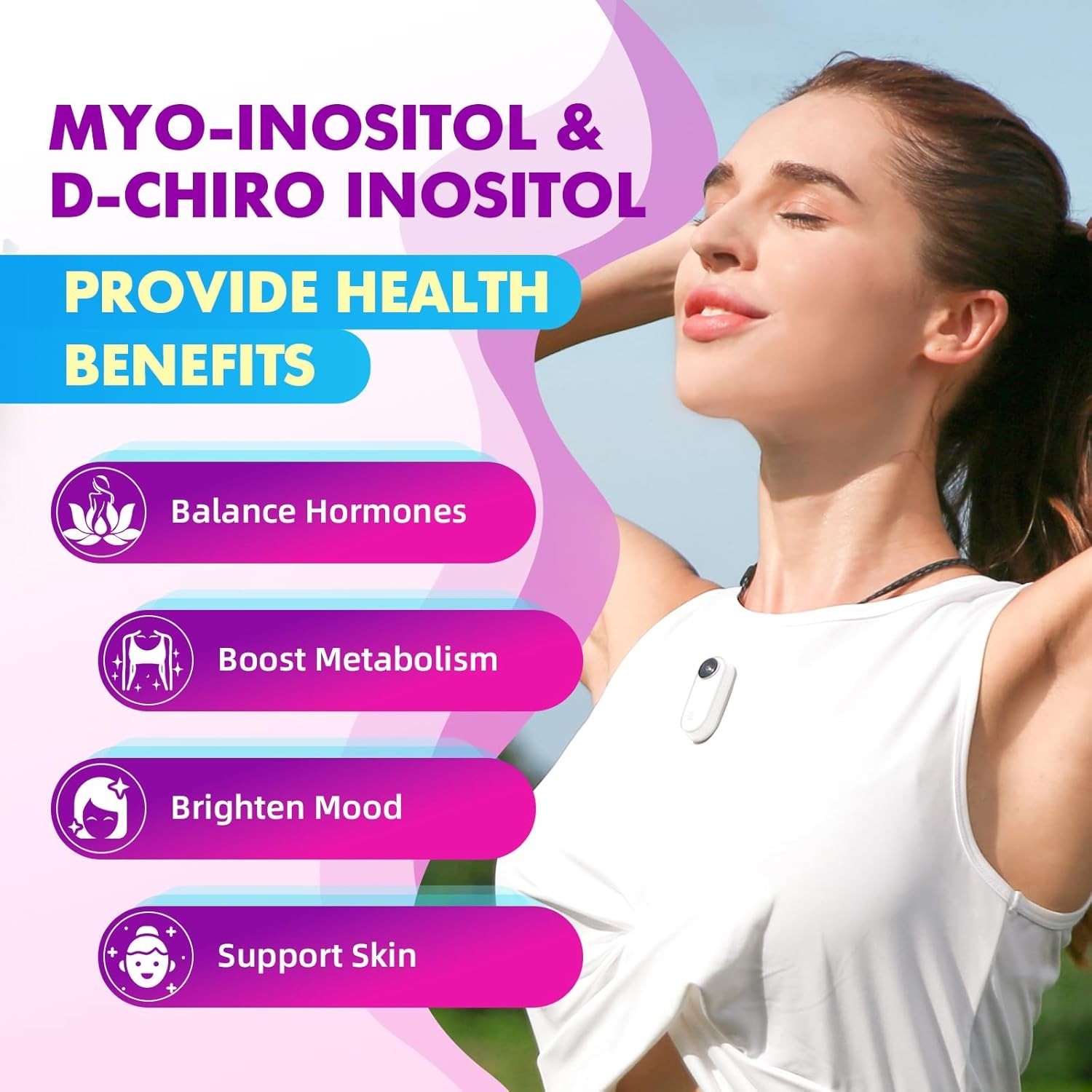 Saajoor Myo-Inositol & D-Chiro-Inositol Gummies with Vitamin D3, Magnesium
