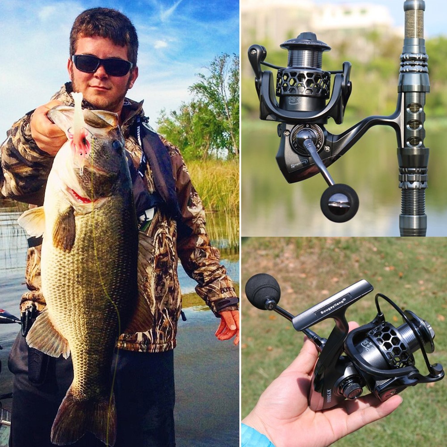 Sougayilang Fishing Reel 13+1BB Light Weight Ultra Smooth Aluminum Spinning F…