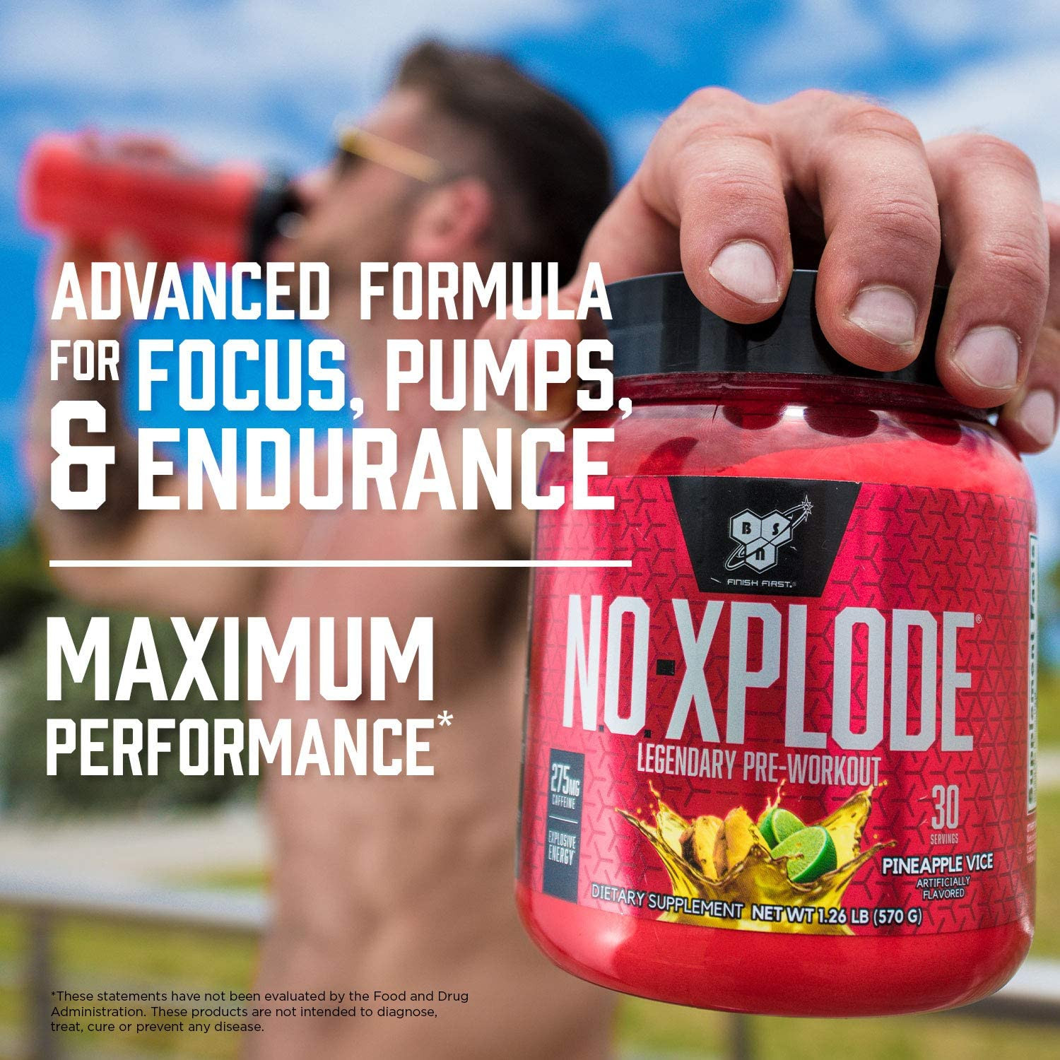 BSN N.O.-XPLODE Pre Workout Powder, Energy Supplement, Fruit Punch, 30 Servings