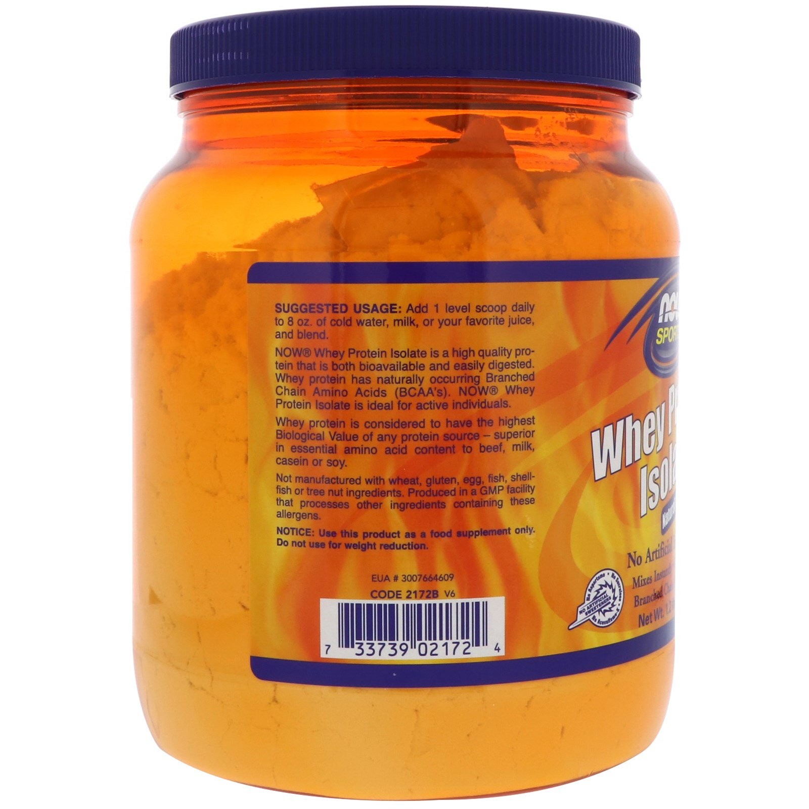 Sports, Whey Protein Isolate, Unflavored, 1.2 lbs (544 g)