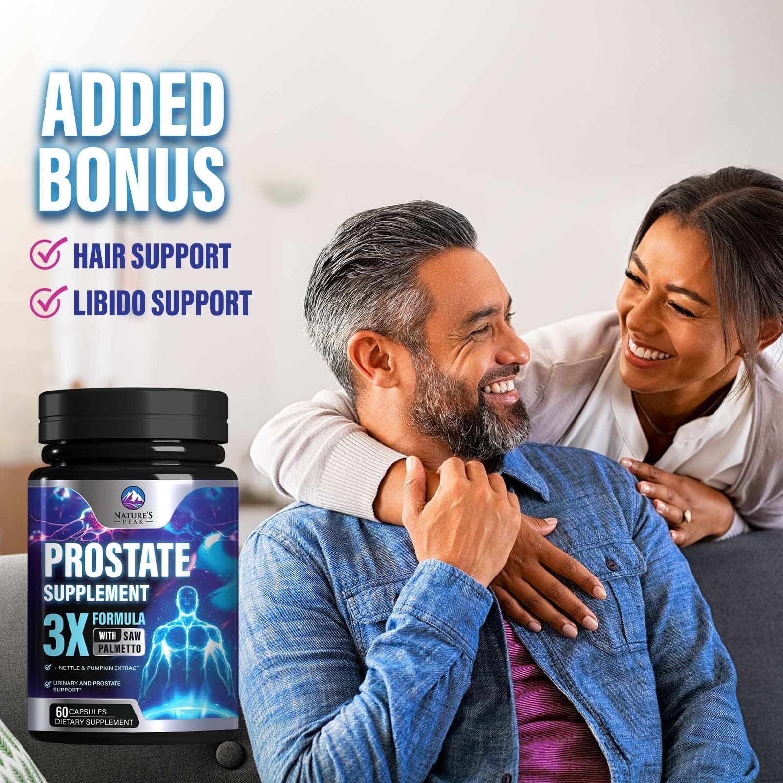 Prostate Health Supplements for Men 1000mg – 3X Strength 60 Count (Pack of 1)