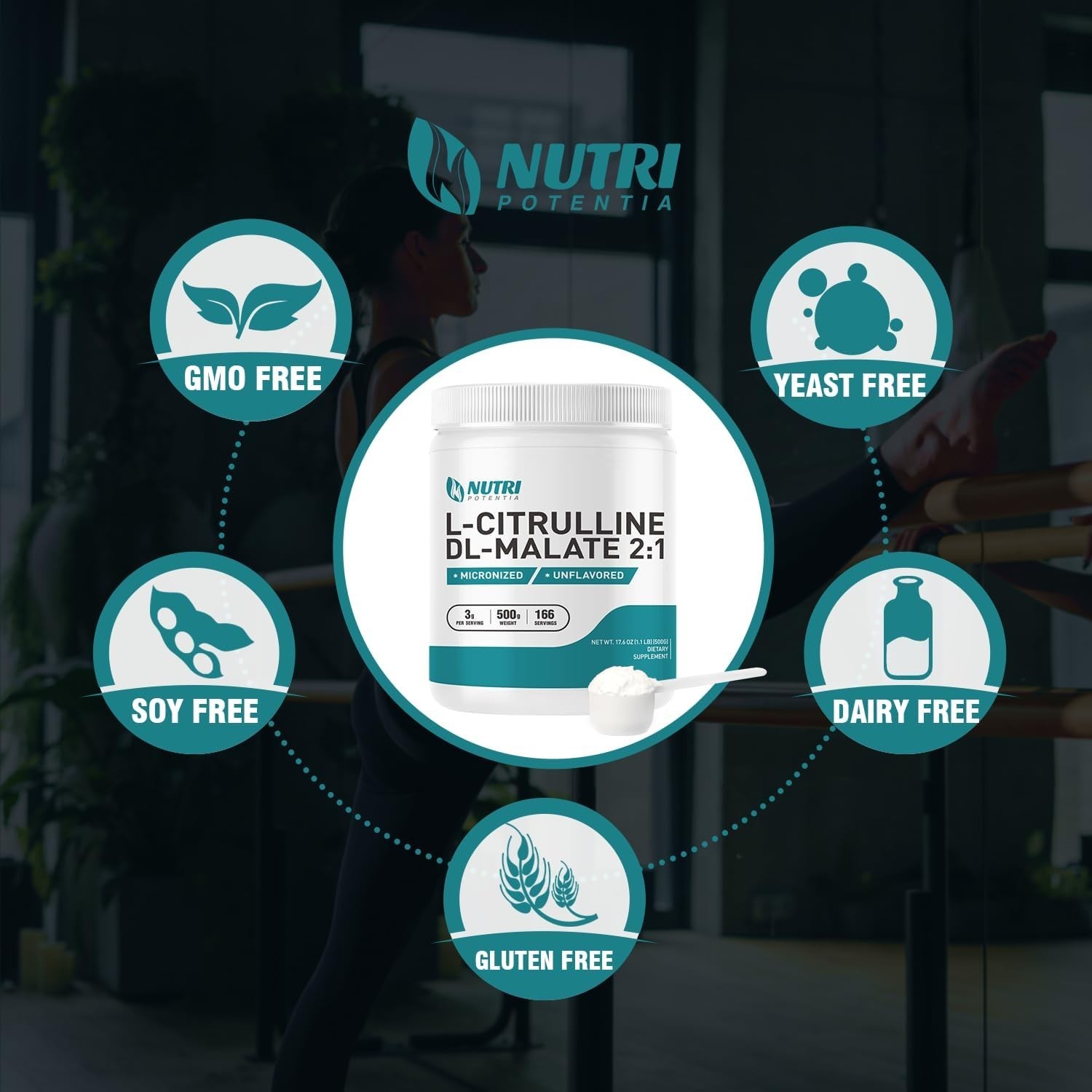 NUTRI POTENTIA L-Citrulline Malate 2:1 Powder 500g, Citrulline Malate Supplement