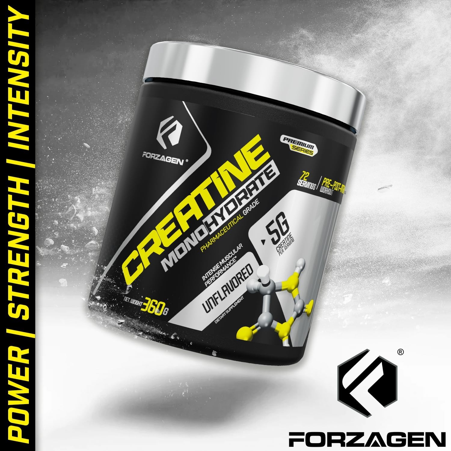 Micronized Creatine Monohydrate Powder – Unflavored, Muscle Gain, 72 Servings