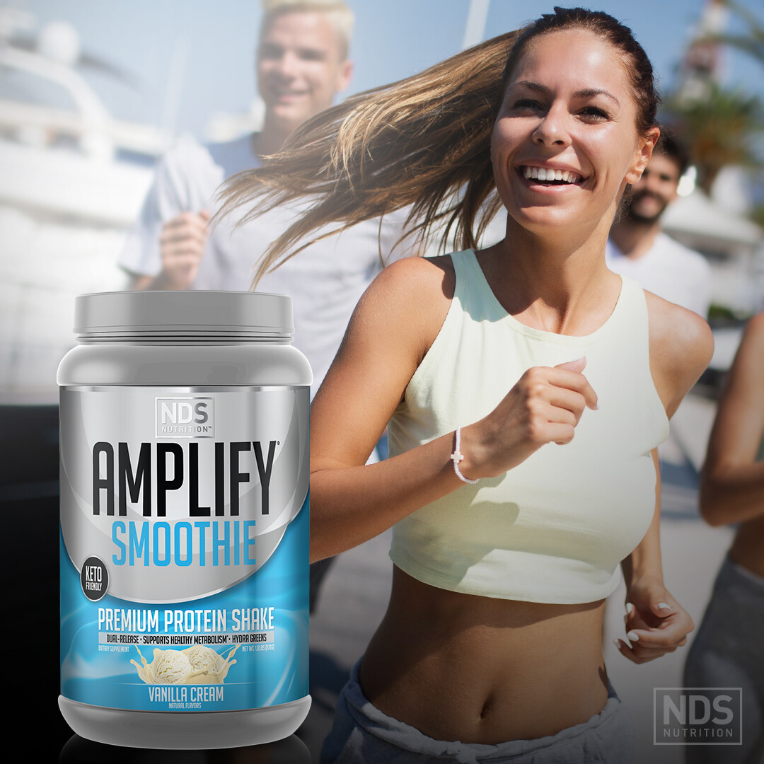 NDS Amplify Smoothie Protein Added Greens Overall Health – Vanilla (30 Servings)