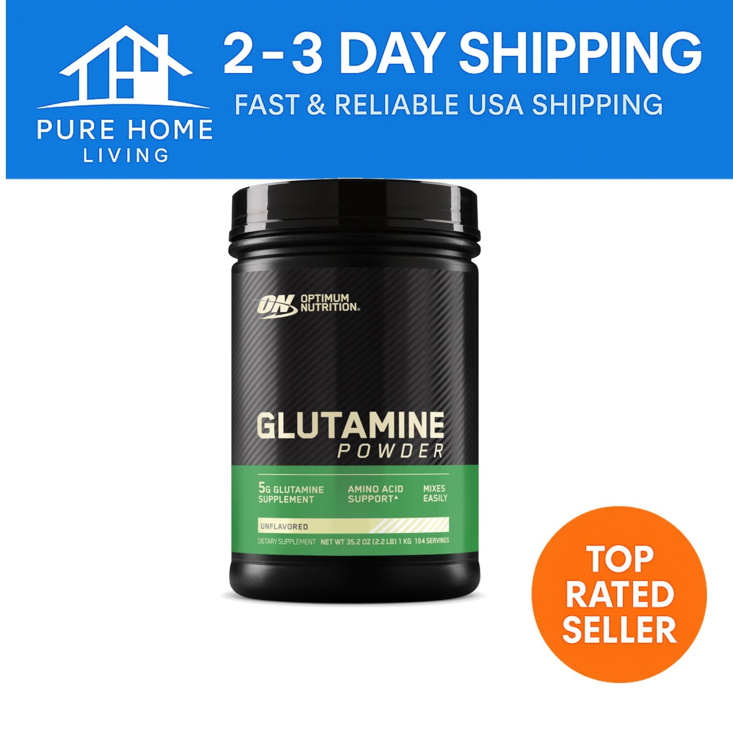 L-Glutamine Powder – Pure 1000g for Muscle Recovery, 194 Servings, GMP Certified
