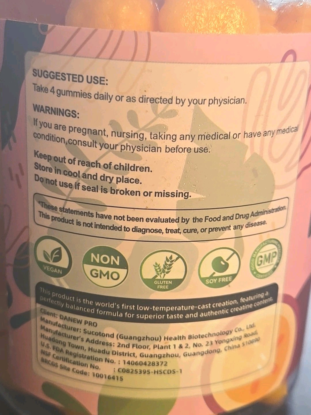 DANEW PRO Creatine Monohydrate Passion Fruit Flavor – 120 Gummies