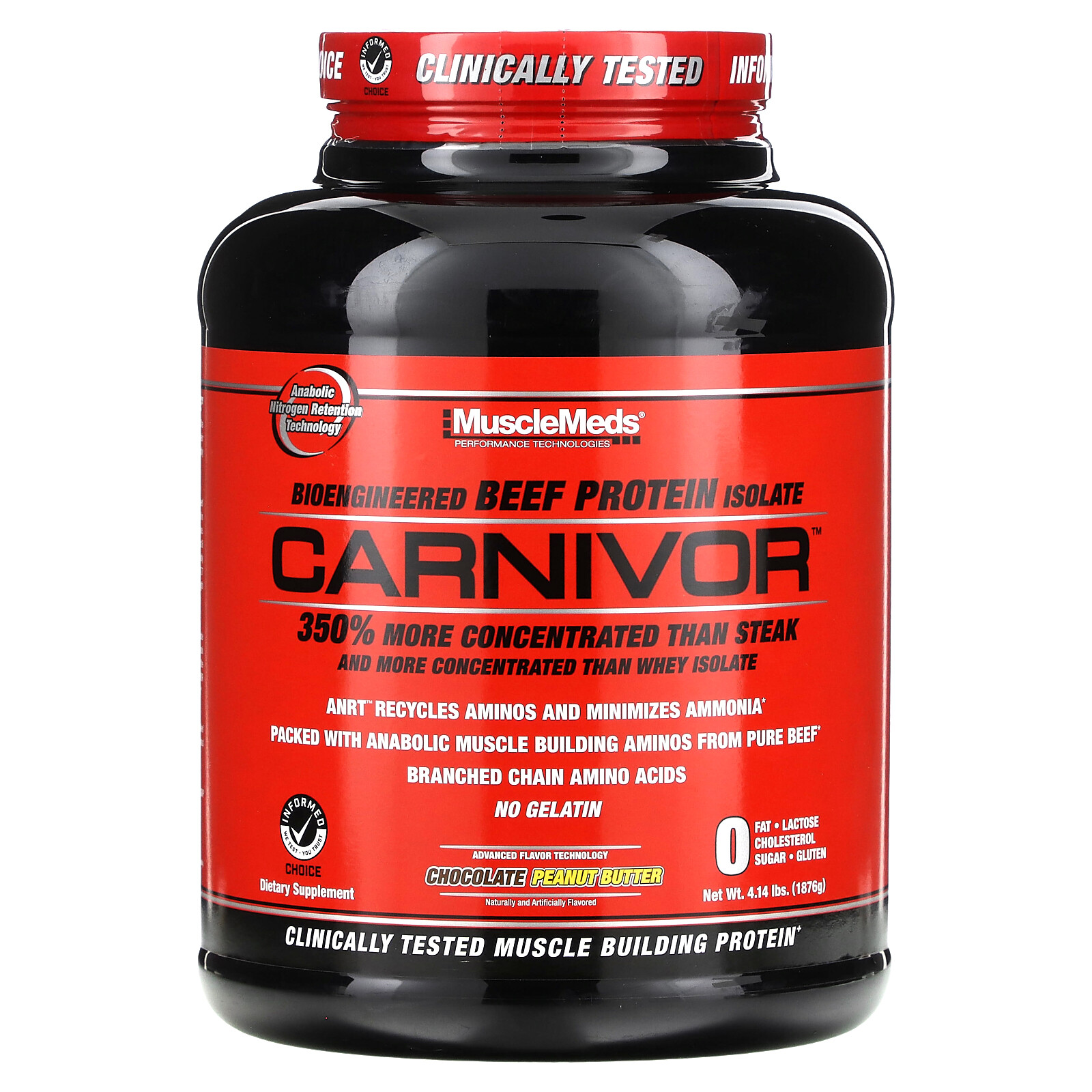 Carnivor, Bioengineered Beef Protein Isolate, Chocolate Peanut Butter, 4.14 lbs