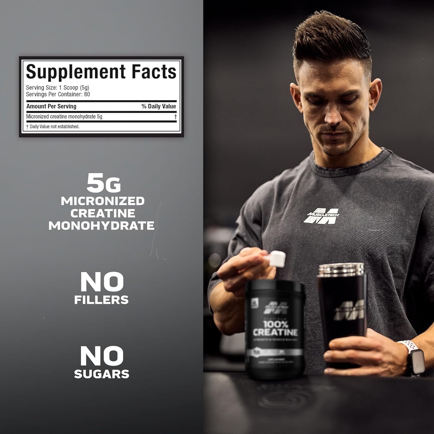Creatine Monohydrate Powder MuscleTech Platinum Pure Micronized Muscle Recove…
