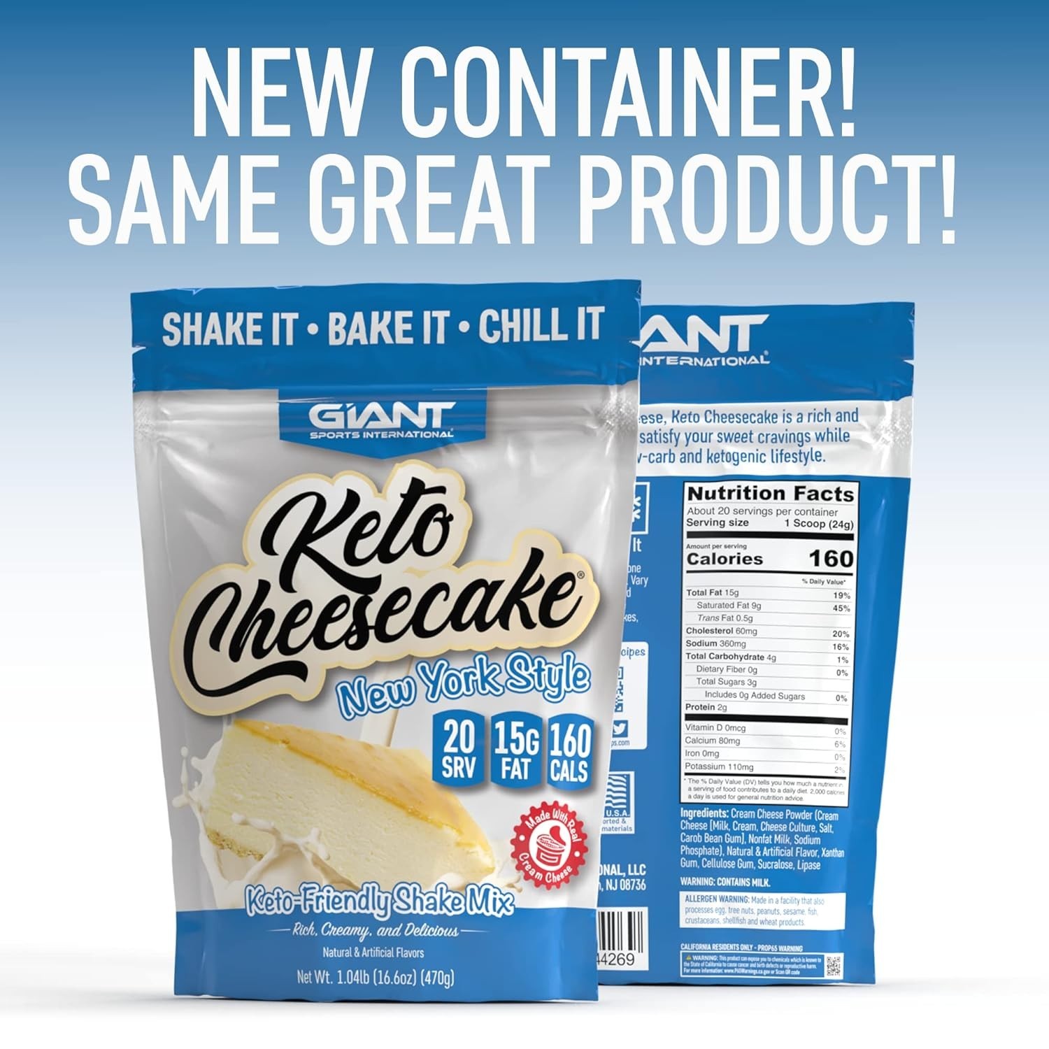 Giant Sports Keto Cheesecake Shake Mix – Delicious Low Carb, Ketogenic Diet G…