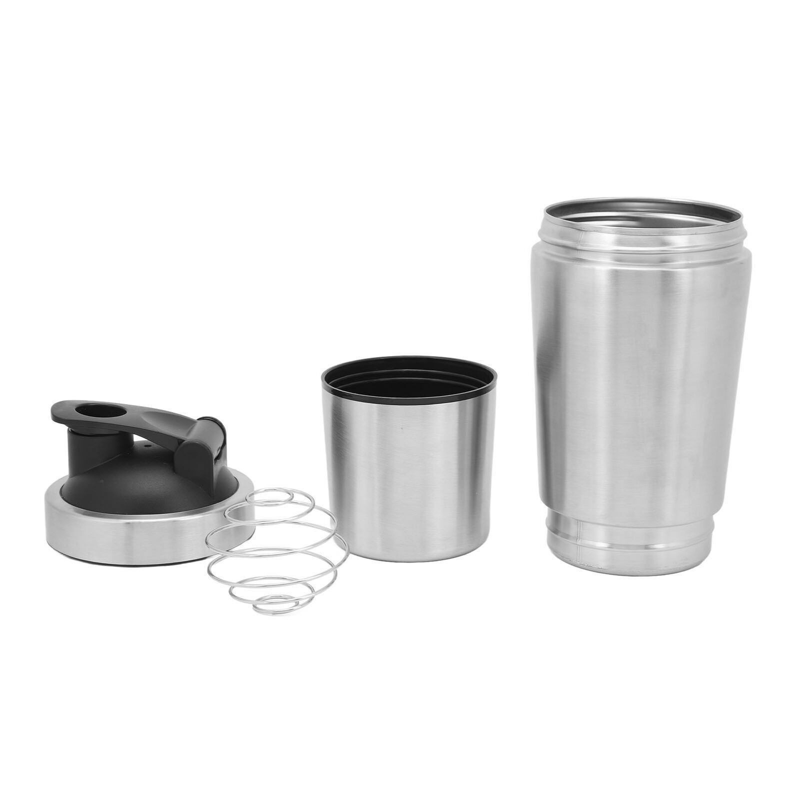 Protein Shaker Bottle with Scale Portable Stainless Steel Double Section Shaker