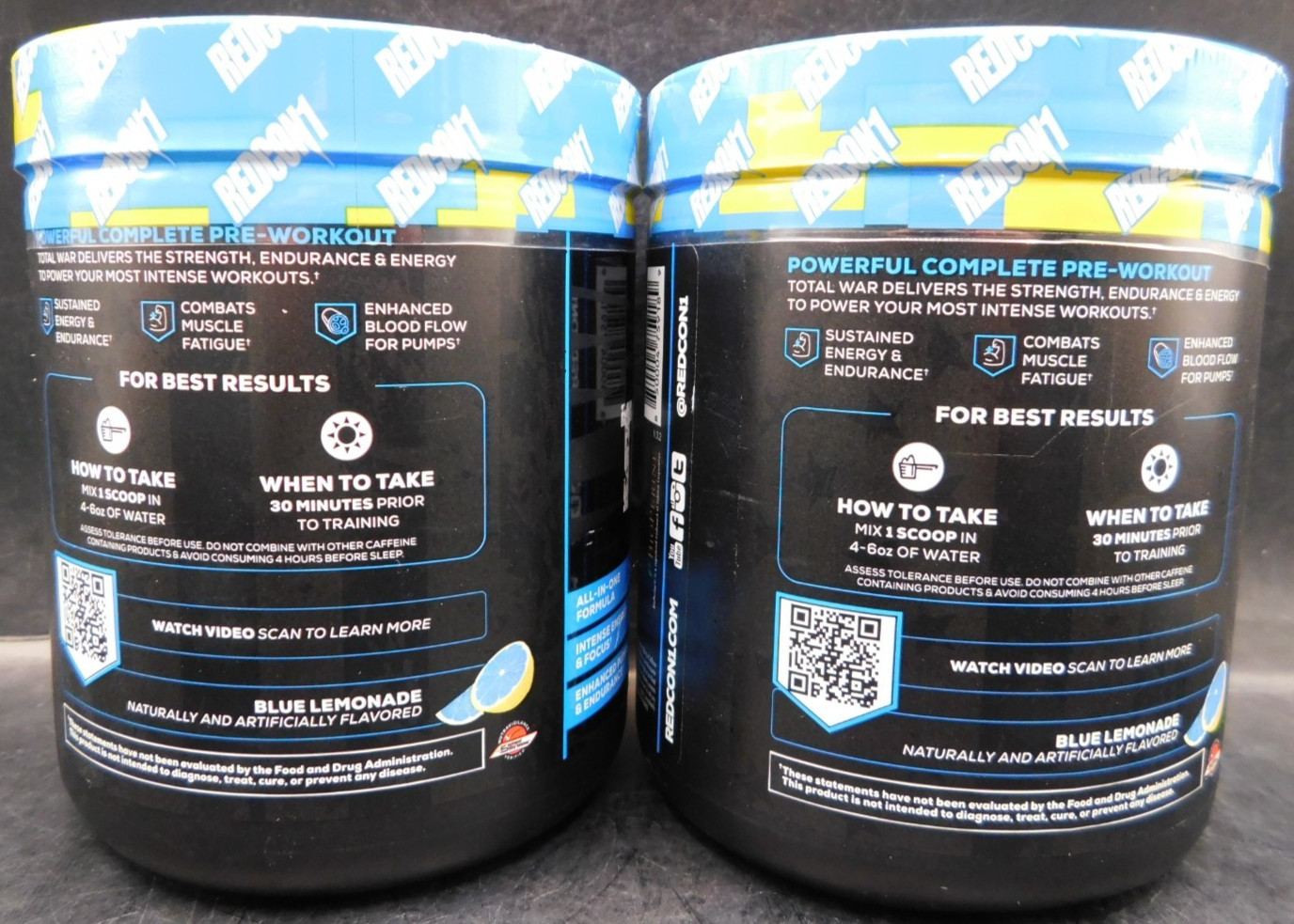 Lot Of 2 Redcon1 Total War Pre Workout Blue Lemonade 15.34oz Ea Exp: 6/27+ New