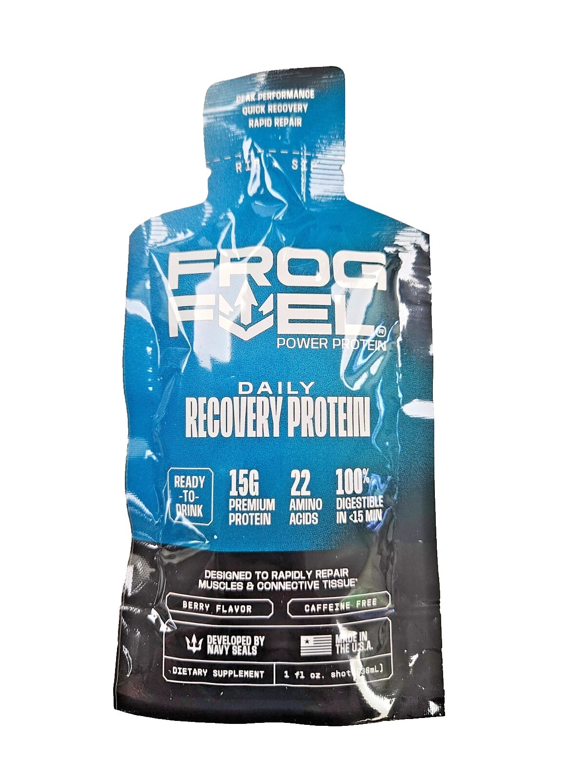Frog Fuel DAILY RECOVERY PROTEIN Shot NO CAFFEINE 12 pouches BERRY 2028