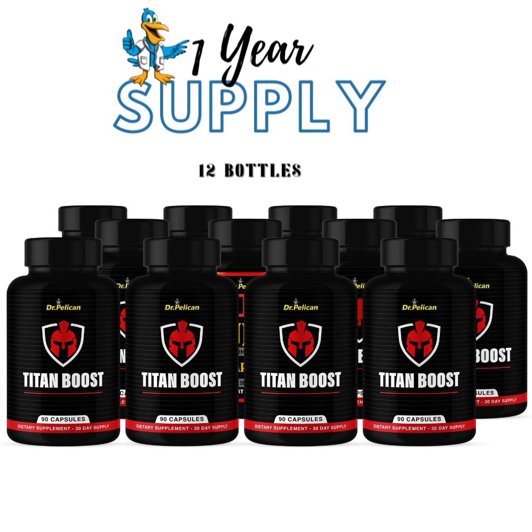 Titan Boost- Bodybuilding & Men’s Health Support- 12 Bottles- 1080 Capsules