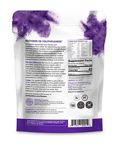 Zint Beef Gelatin Powder, Unflavored, 16 oz – Keto, Paleo, Gluten Free
